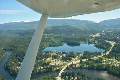 a view of a lake from an airplane at Grizzly Paw B&B in Clearwater
