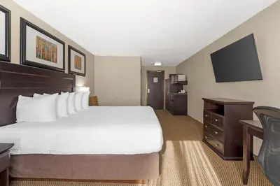 a hotel room with a large bed and a television at Best Western Bonnyville Inn & Suites in Bonnyville