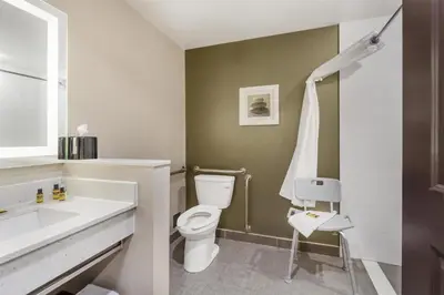 a bathroom with a toilet and a sink at Best Western Plus Hinton Inn & Suites in Hinton