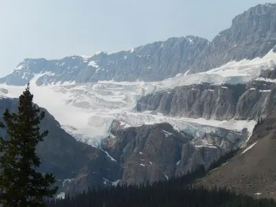 a view of a glacier in the mountains at Canadian Rockies Inn - Adults only in Field