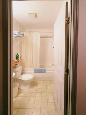a bathroom with a toilet and a bath tub at Alpine Meadows Lodge in Golden