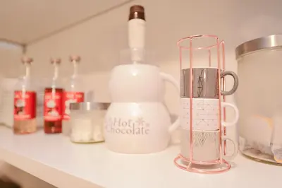 a kitchen counter with a blender and other ingredients at Newly Renovated Whistler Studio in Whistler