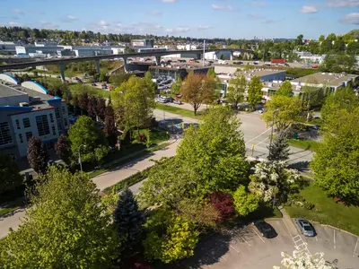an aerial view of a city with trees and buildings at Accent Inns Burnaby in Burnaby