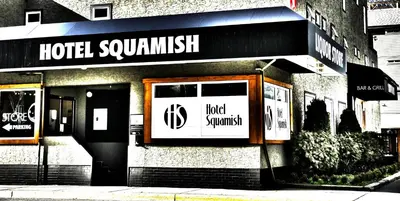 a hotel savannah sign on the side of a building at Hotel Squamish in Squamish