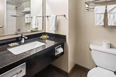 a bathroom with a sink and a toilet at Best Western Plus Pitt Meadows Inn & Suites in Pitt Meadows