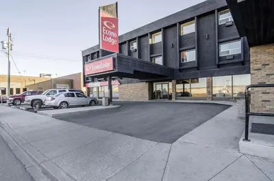 a parking lot in front of a building at Econo Lodge Lloydminster in Lloydminster
