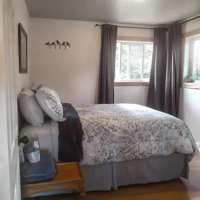 a bedroom with a bed with pillows and a window at Willow Grove B&B Inn in Horsefly