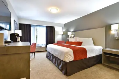 a hotel room with a bed and a desk at Best Western Cowichan Valley Inn in Duncan