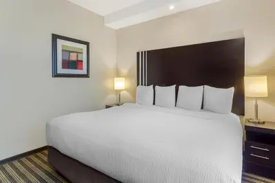 a large white bed in a hotel room at Best Western Plus Sherwood Park in Sherwood Park
