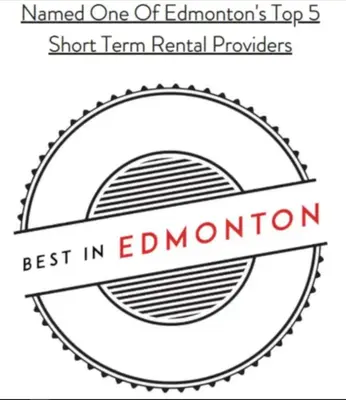 a label for the school of education with the text named one of educations top at Modern Executive Suite I Complimentary Netflix & Parking! in Edmonton