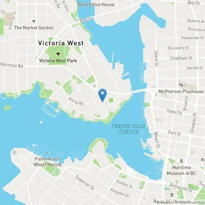 a map of the virginia west neighborhood at Deluxe 2 Bed 2 Bath With Harbour And Empress Hotel Views in Victoria