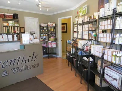 a pharmacy aisle with shelves of products at Village Creek Country Inn in Westerose