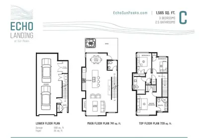 a floor plan of the ebko landing at Spacious Modern Ski-in Ski-out with Hot Tub Townhouse in Sun Peaks