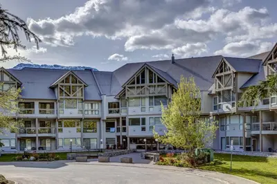 an exterior view of a large building at Greystone Lodge 413 - Largest in Whistler