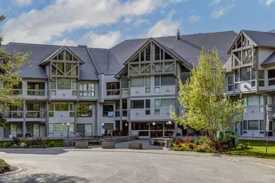 an exterior view of a large building at Greystone Lodge 216 Ski-in Out in Whistler