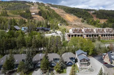 an aerial view of a resort with a mountain at Silver Birch by StayIn in Kimberley