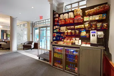a store with a large display of food and drinks at Pinnacle Hotel Whistler in Whistler
