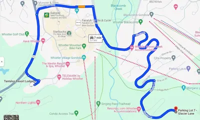 a map of the trails around the park at Tantalus Resort Lodge in Whistler