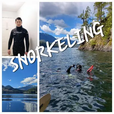 a collage of two pictures of people in the water at Ridgeview Motor Inn in Gold River