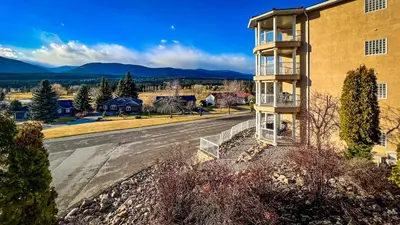 an empty street in front of a building at Mountain View Suites by StayIn in Fairmont Hot Springs