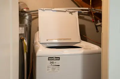 a box sitting on top of a water heater at Lovely 1BR Secondary suite with Separate entrance in New Westminster