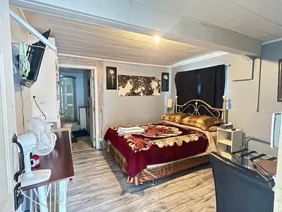 a bedroom with a bed and a tv in a room at Guest Suite - Private Retreat - J-1 in Abbotsford