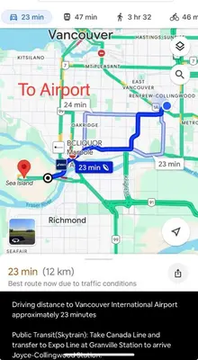 a screenshot of a map of the subway at Cozy 2 beds Spacious rooms,Close to transit in Vancouver