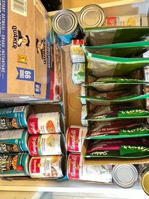 a store shelf with a stack of food wrappers at Shambhala Zen Suite in Nanoose Bay
